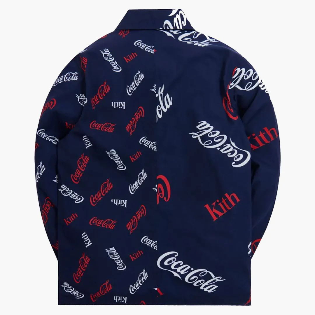 Kith X Coca-cola X Mitchell & Ness Coke Coaches Jacket Navy - Image 2
