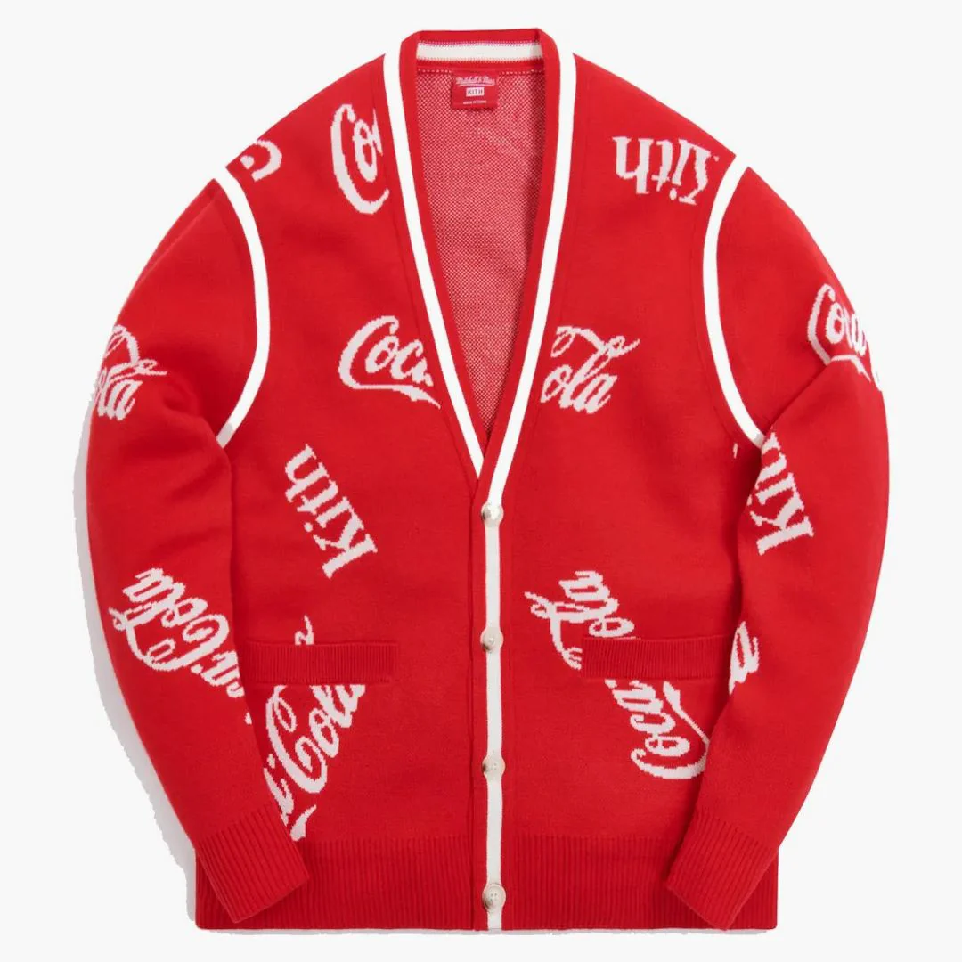 Kith X Coca-cola X Mitchell & Ness Coke Logo Cardigan Red - Image 2
