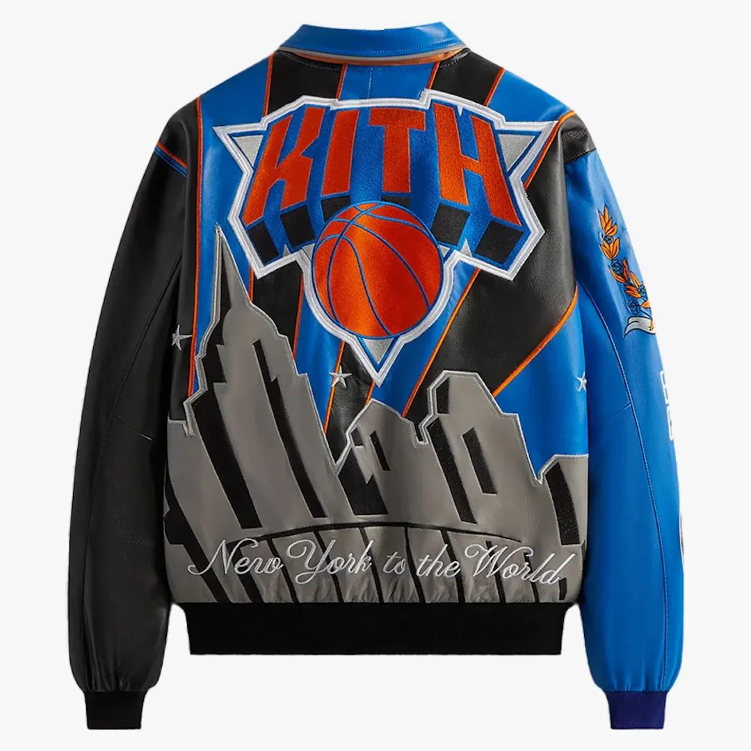 Kith X Jeff Hamilton New York Knicks Leather Varsity Jacket Black - Image 2