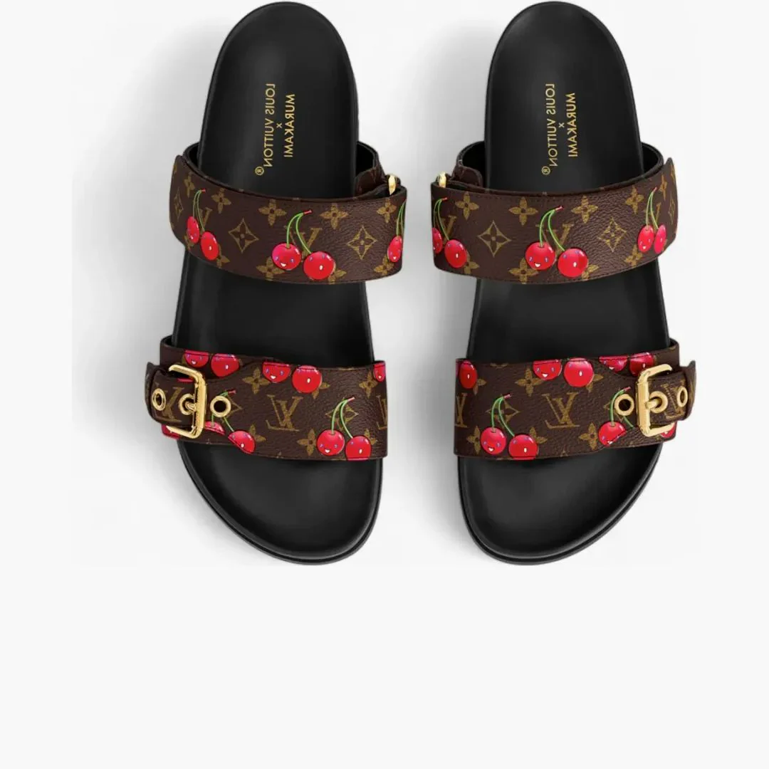 Louis Vuitton Cherry Bom Dia Flat Comfort Mule X Takashi Murakami Brown Monogram Cherry - Image 2