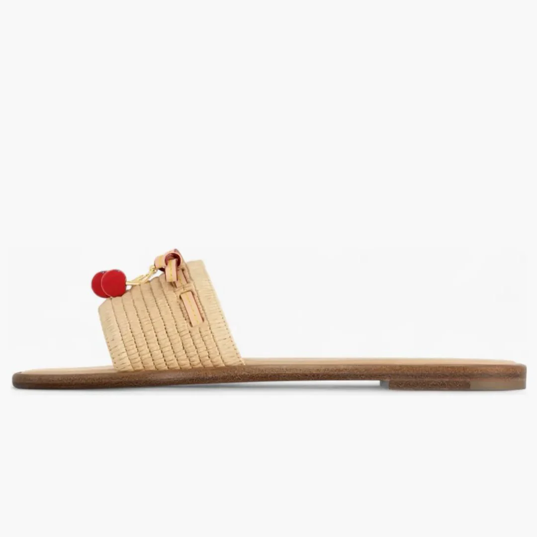 Louis Vuitton Cherry Lily Flat Mule X Takashi Murakami Raffia