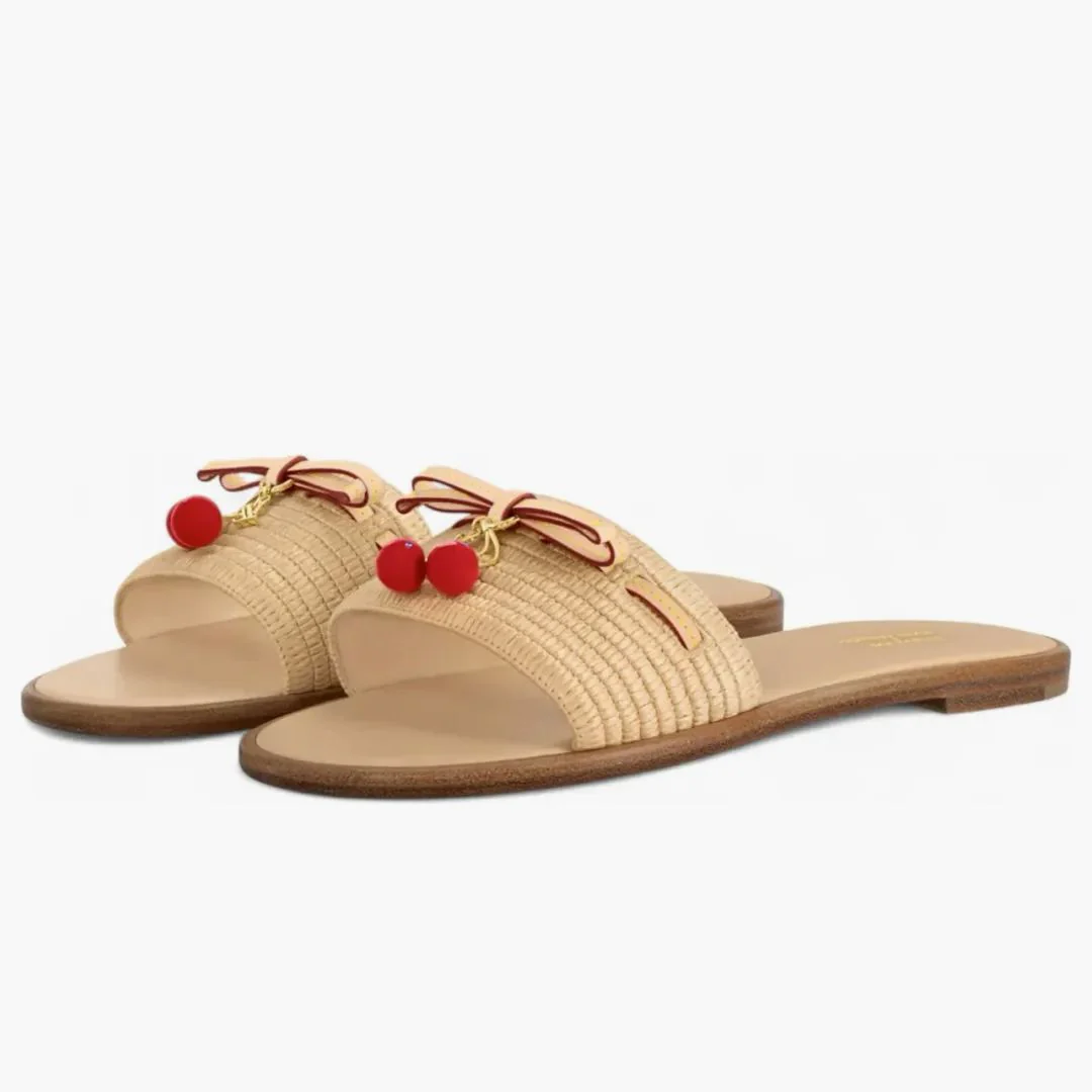 Louis Vuitton Cherry Lily Flat Mule X Takashi Murakami Raffia - Image 2
