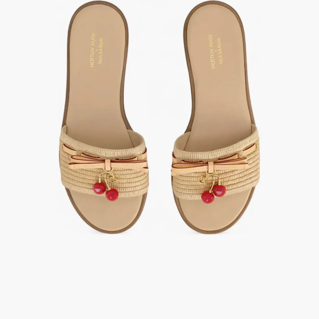 Louis Vuitton Cherry Lily Flat Mule X Takashi Murakami Raffia - Image 3