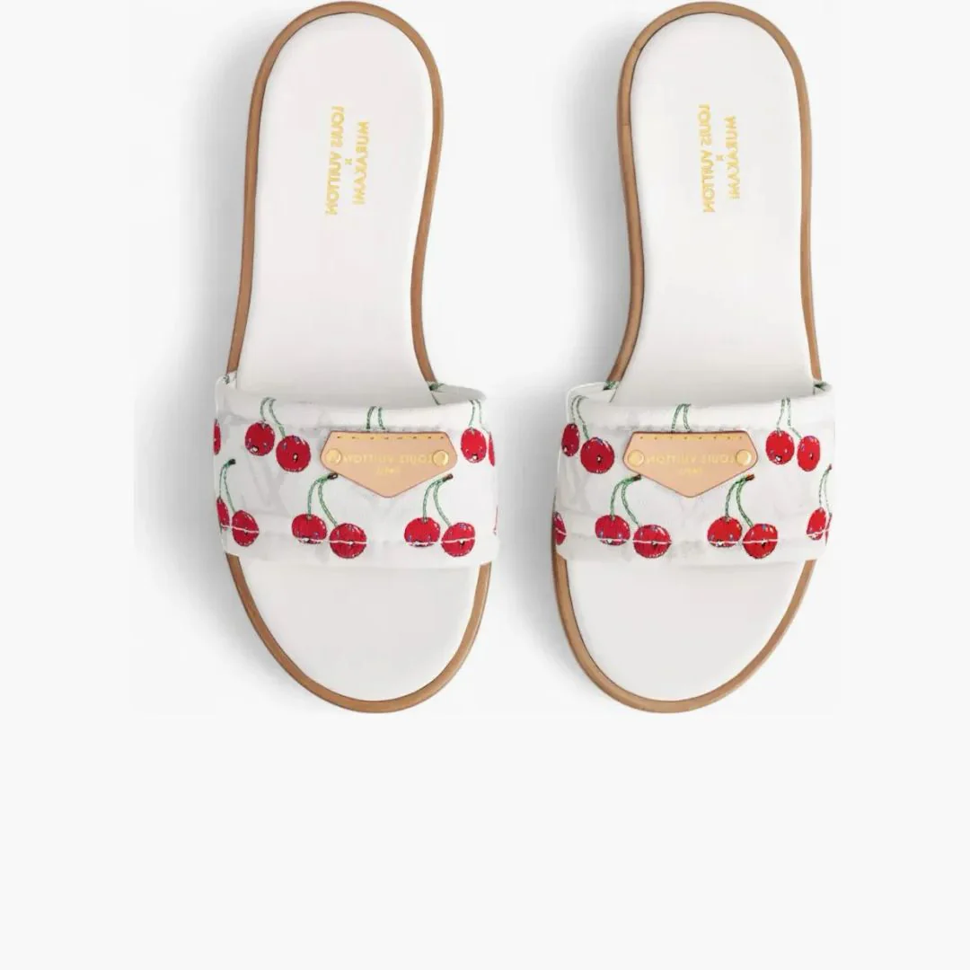 Louis Vuitton Cherry Lily Flat Mule X Takashi Murakami White - Image 3