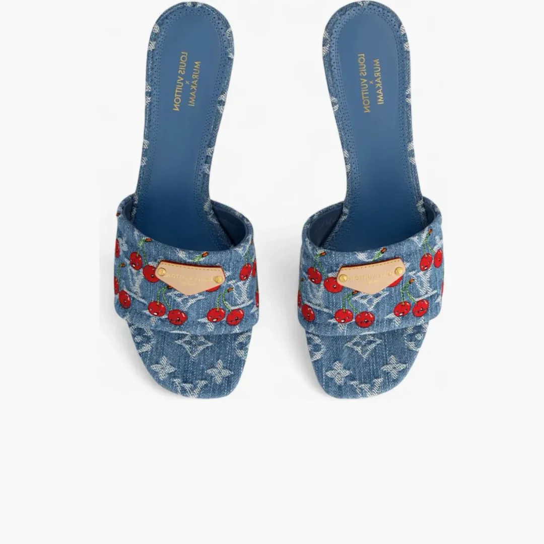 Louis Vuitton Cherry Lily Mule X Takashi Murakami Denim - Image 3