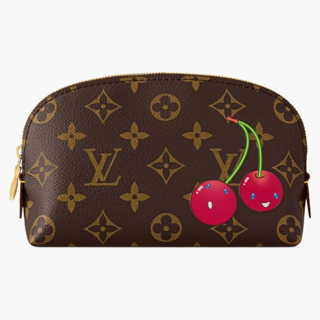 Louis Vuitton X Takashi Murakami Cherry Cosmetic Pouch Pm Brown Monogram - Image 3