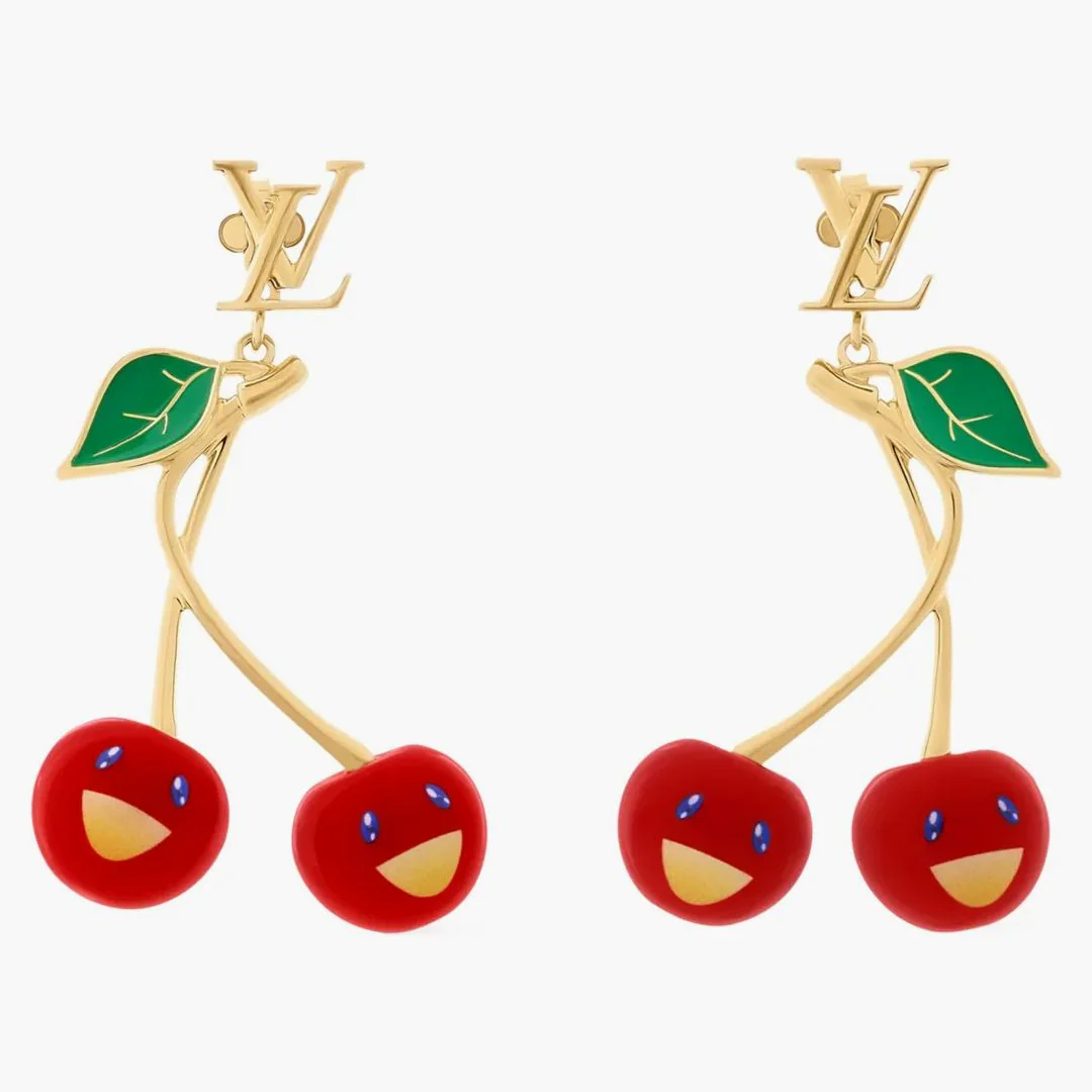 Louis Vuitton X Takashi Murakami Cherry Earrings Gold-tone Metal - Image 2