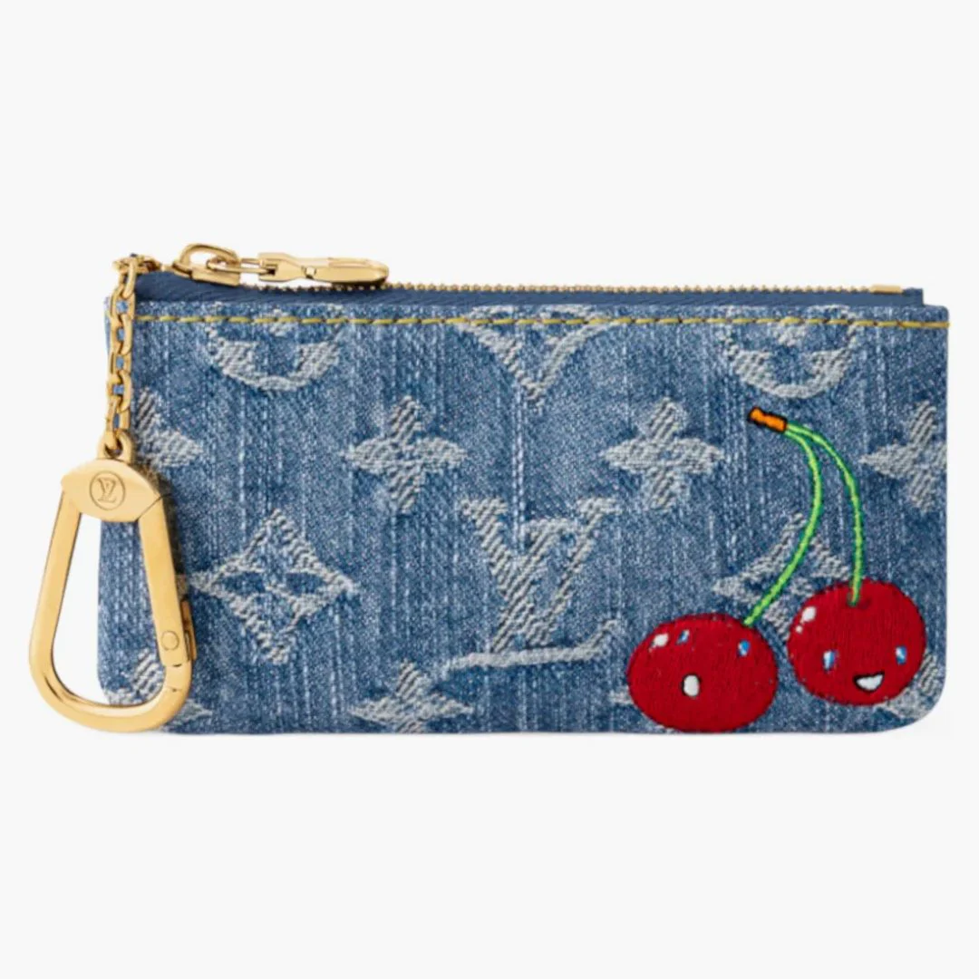 Louis Vuitton X Takashi Murakami Cherry Key Pouch Denim Monogram - Image 3