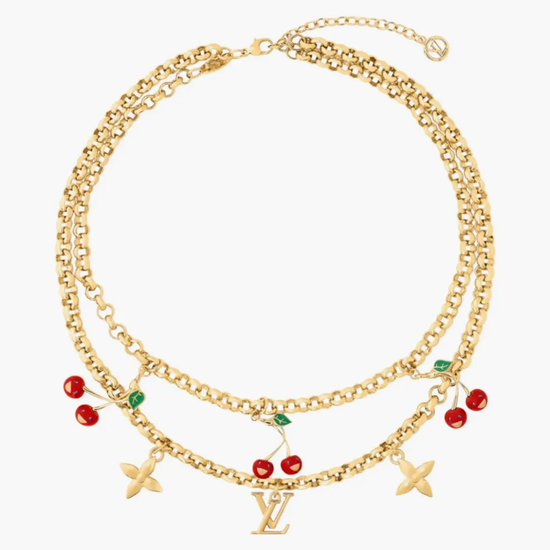 Louis Vuitton X Takashi Murakami Cherry Necklace Gold-tone Metal