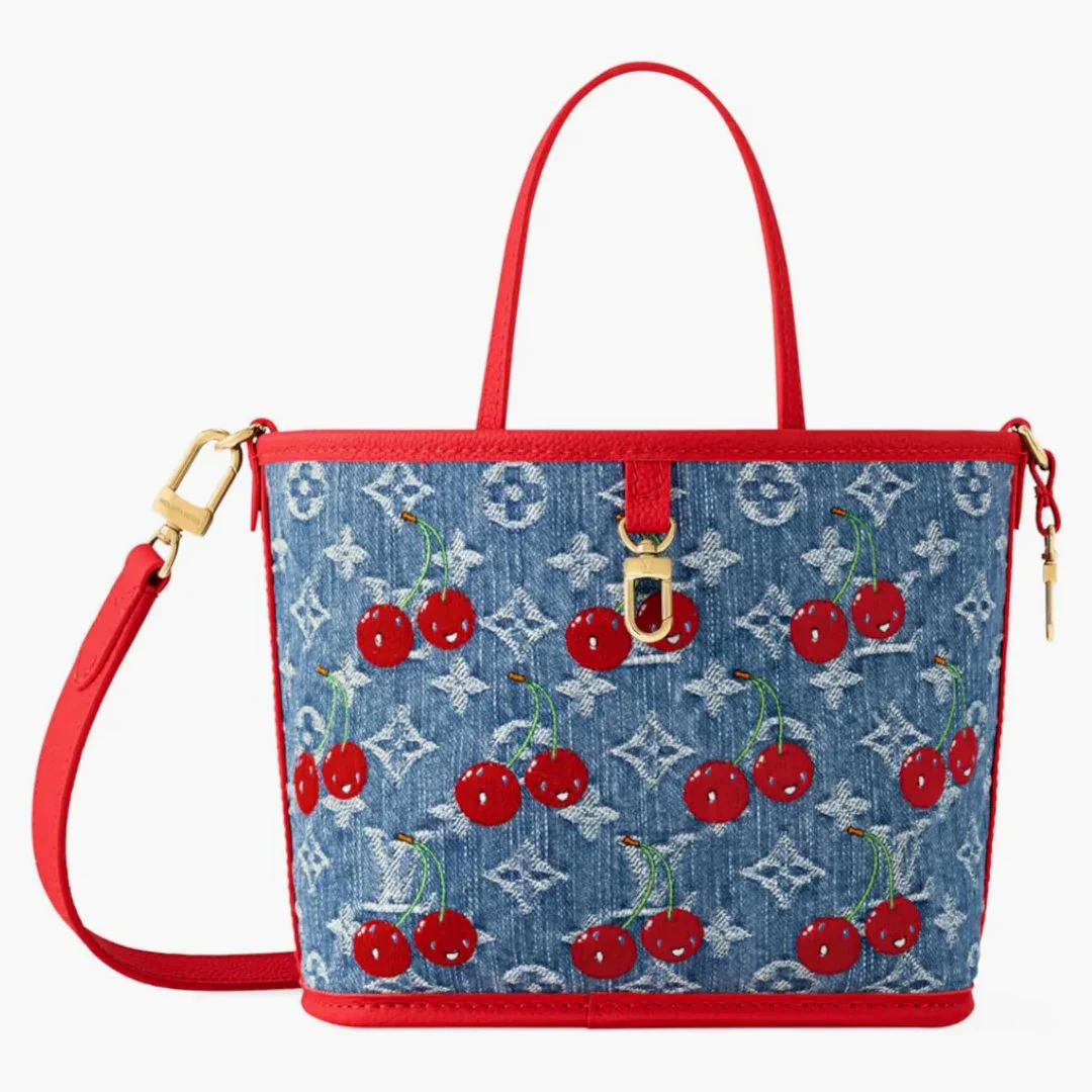 Louis Vuitton X Takashi Murakami Cherry Neverfull Inside Out Bb Denim Monogram - Image 2