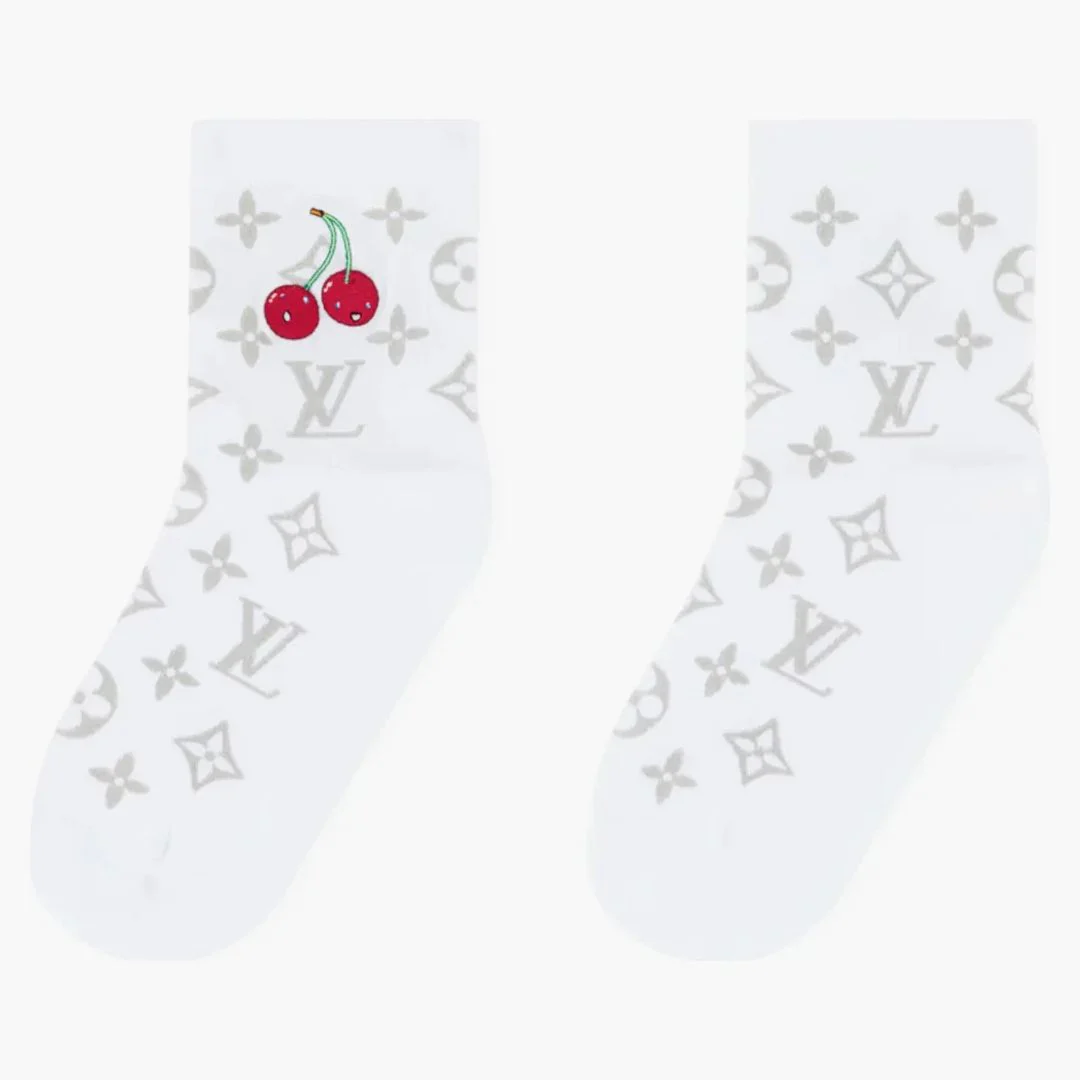 Louis Vuitton X Takashi Murakami Monogram Cherry Socks White - Image 2