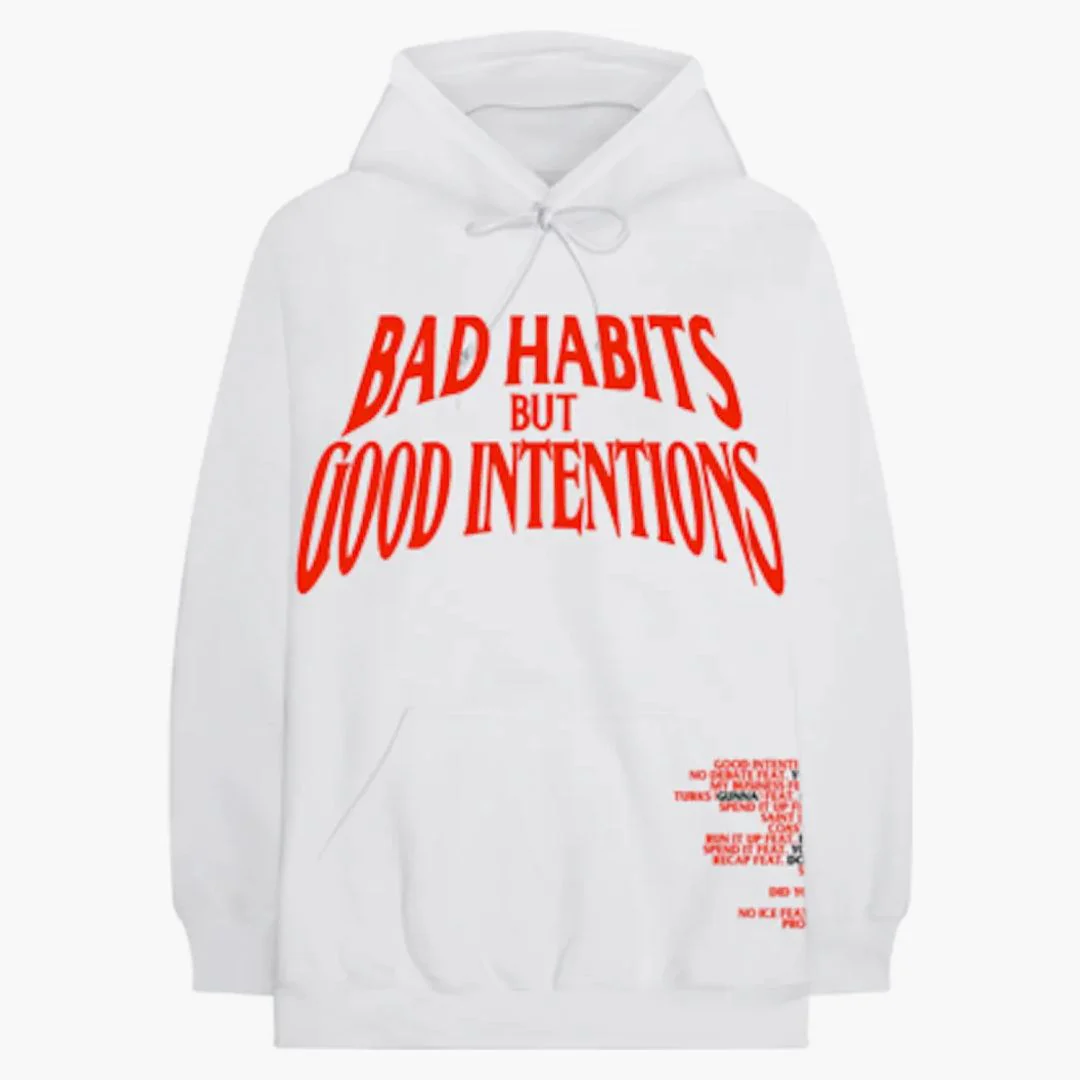 Nav X Vlone Bad Habits Hoodie White - Image 2