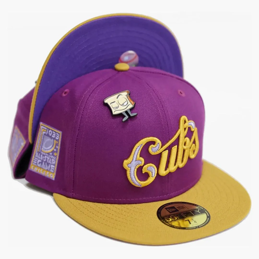 New Era Chicago Cubs Script Capsule Pbj 2.0 Alternate 1933 All Star Game 59fifty Fitted Hat Purple/brown - Image 2