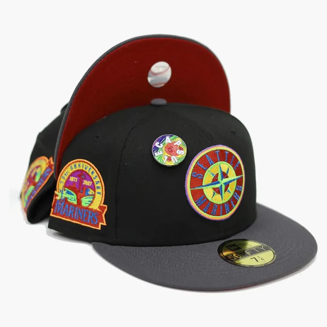 New Era Seattle Mariners Capsule Doppler Radar Collection 30th Anniversary 59fifty Fitted Hat Black/red - Image 2