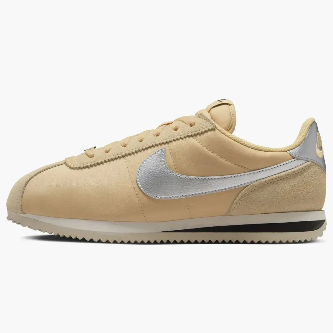 Nike Cortez Textile Sesame Light Orewood Brown Black Metallic Silver (women's)
