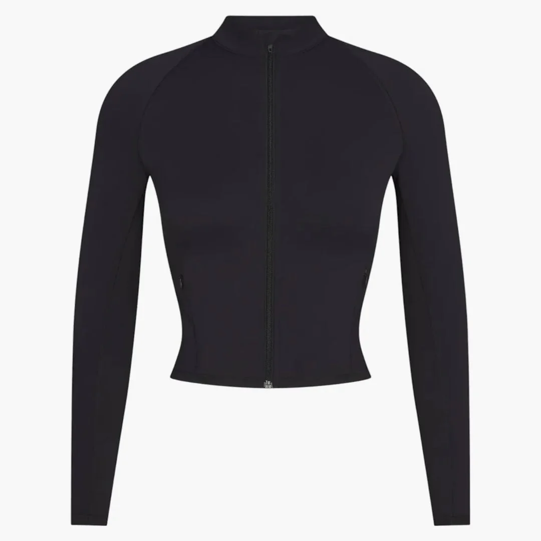 Nike X Skims Women's Matte Mock Neck Full Zip Jacket Obsidian
