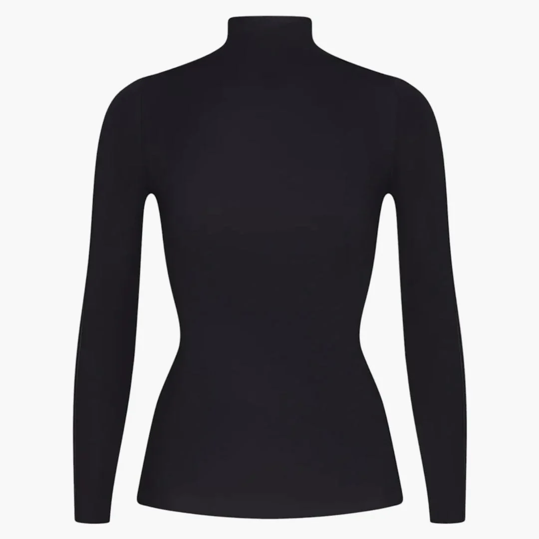 Nike X Skims Women's Weightless Layers Mock Neck Long Sleeve Top Obsidian