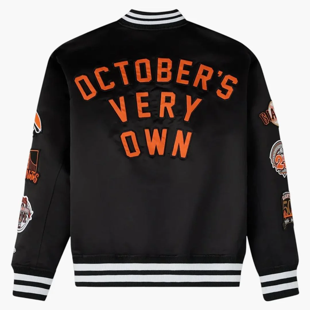 Ovo X New Era Mlb San Francisco Giants Varsity Jacket Black - Image 2