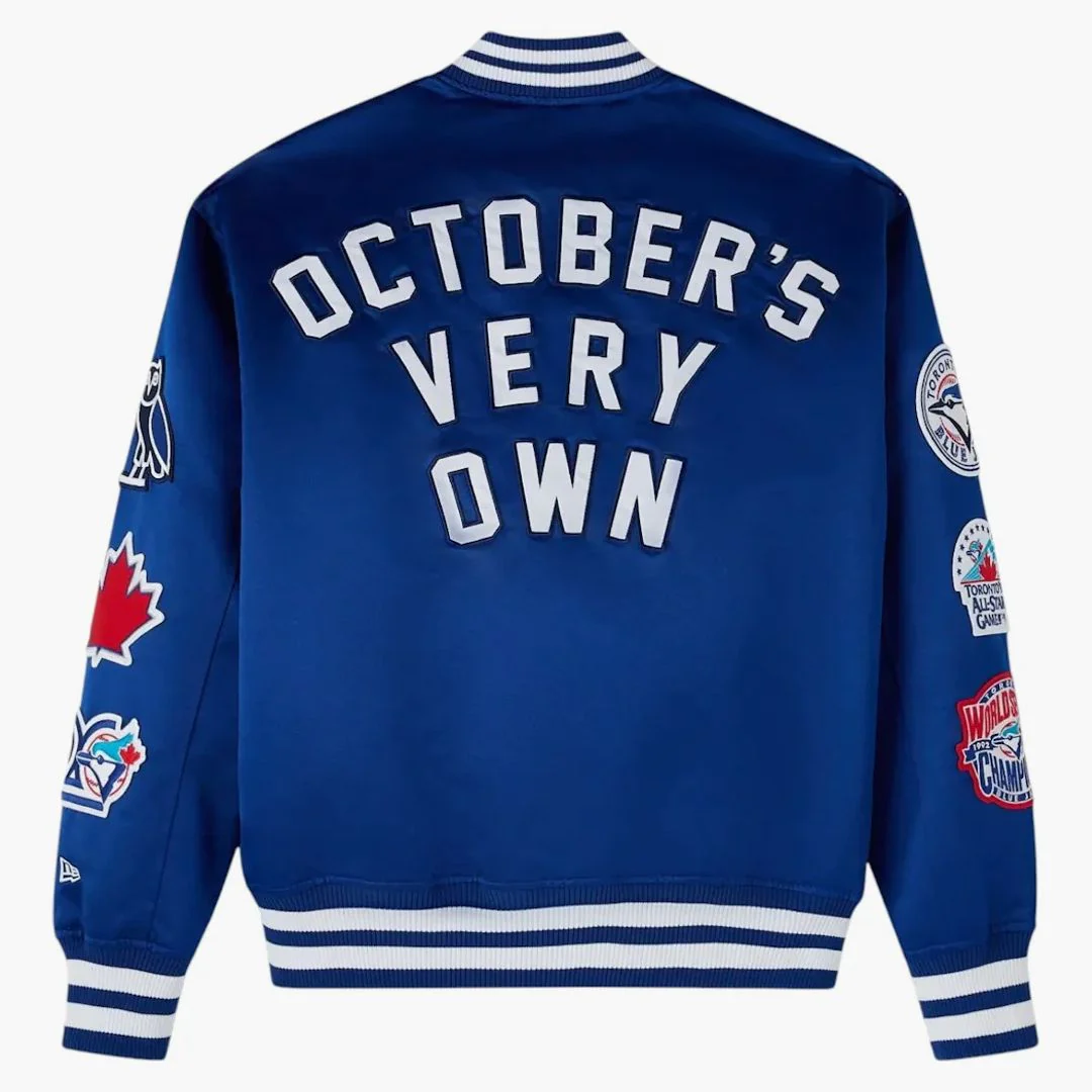 Ovo X New Era Mlb Toronto Blue Jays Varsity Jacket Blue - Image 2