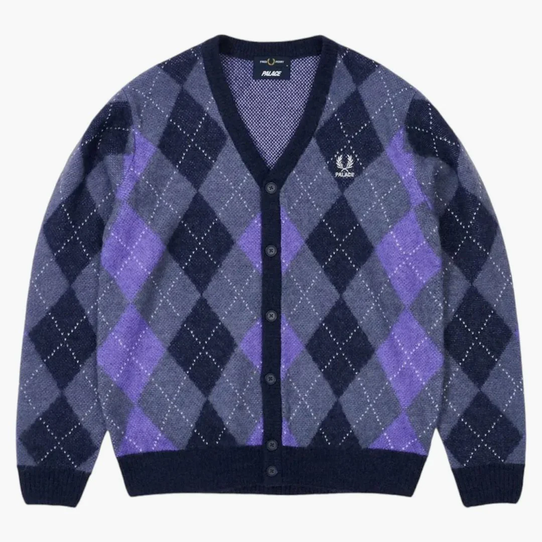 Palace Fred Perry Argyle Cardigan Peacoat
