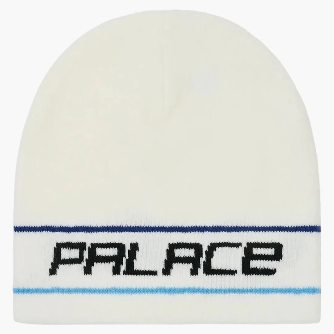 Palace Stripe Nein Cuff Beanie White