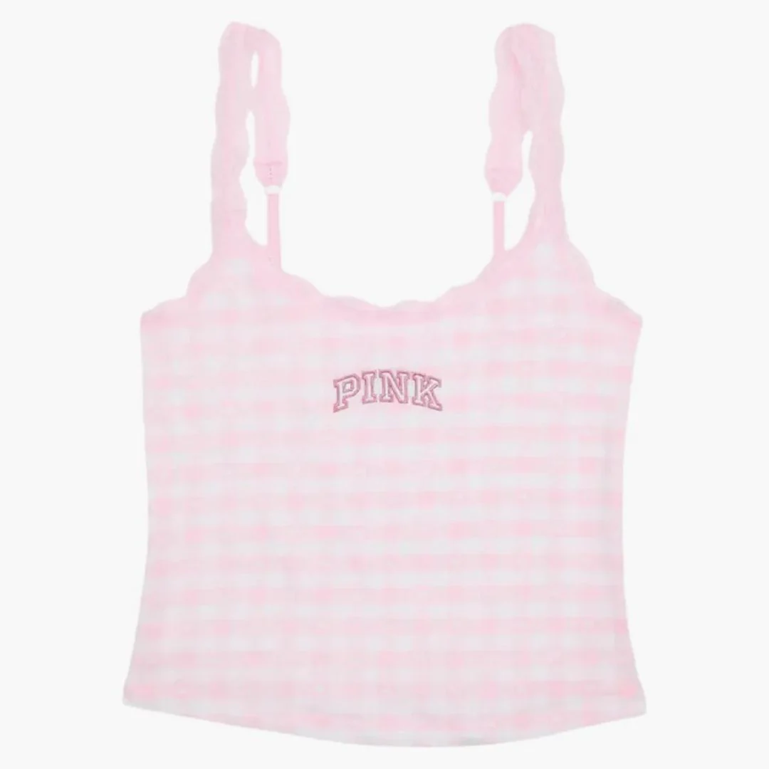 Pink X Loveshackfancy Cotton Cami Icon Gingham
