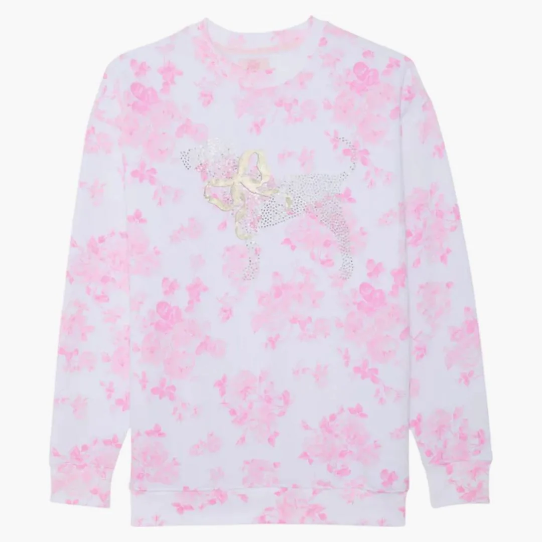 Pink X Loveshackfancy Oversized Crew Sweatshirt Everblooming White - Image 2