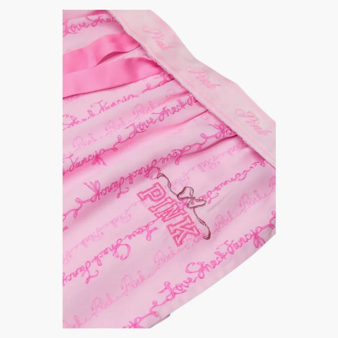 Pink X Loveshackfancy Silky Sleep Pants Logo Mania Pink - Image 2