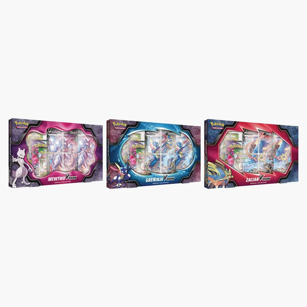 Pokémon Tcg Sword & Shield Mewtwo/greninja/zacian V-union Special Collection Box Bundle
