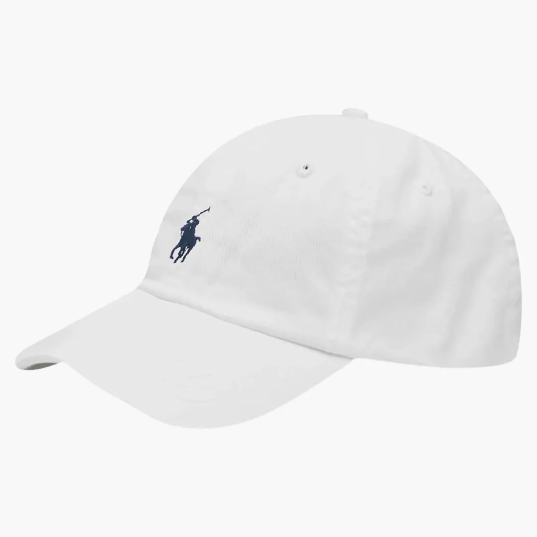 Polo Ralph Lauren Classic Baseball Cap White & Marlin Blue - Image 2
