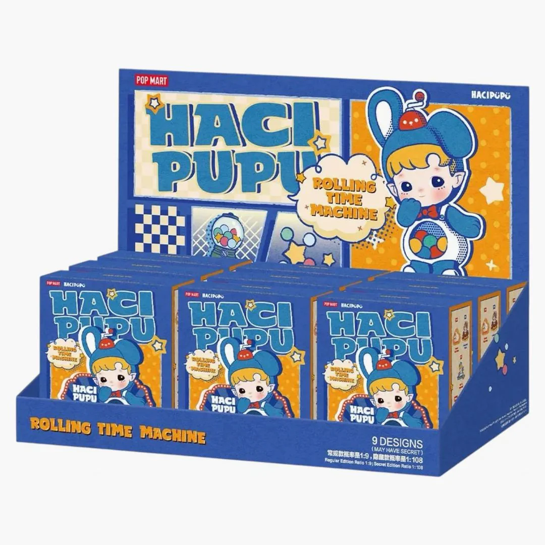 Pop Mart Hacipupu Rolling Time Machine Series Fridge Magnet Silicone Clip Sealed Case (9 Blind Box)