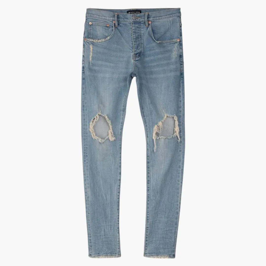 Purple Brand Drop Fit Midrise Tapered Leg Lt Indigo Jeans Indigo