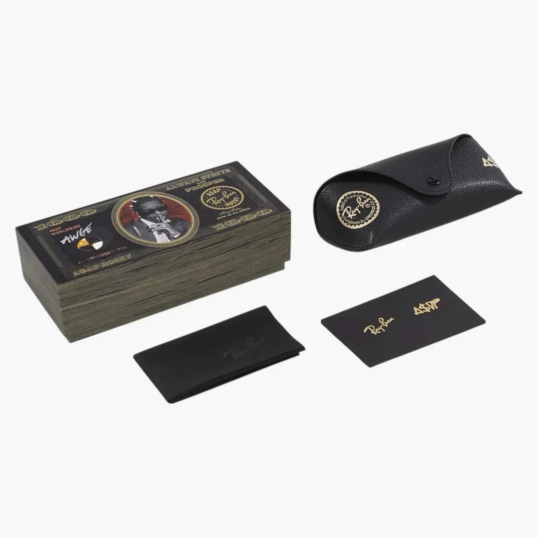 Ray-ban X A$ap Rocky Mega Wayfarer Blacked Out Collection Sunglasses Black Dark Grey (rb0840s 6826j5 51-21)