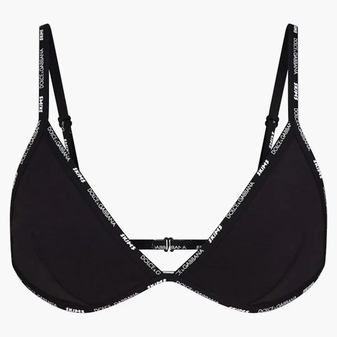 Skims X Dolce&gabbana Cotton Jersey Triangle Bralette Onyx
