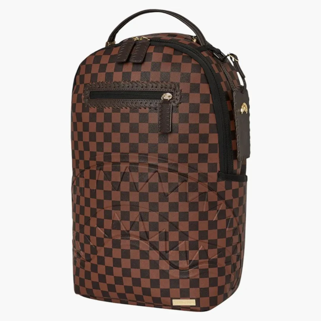 Sprayground Core Emboss Check Backpack Backpack Brown Black - Image 3