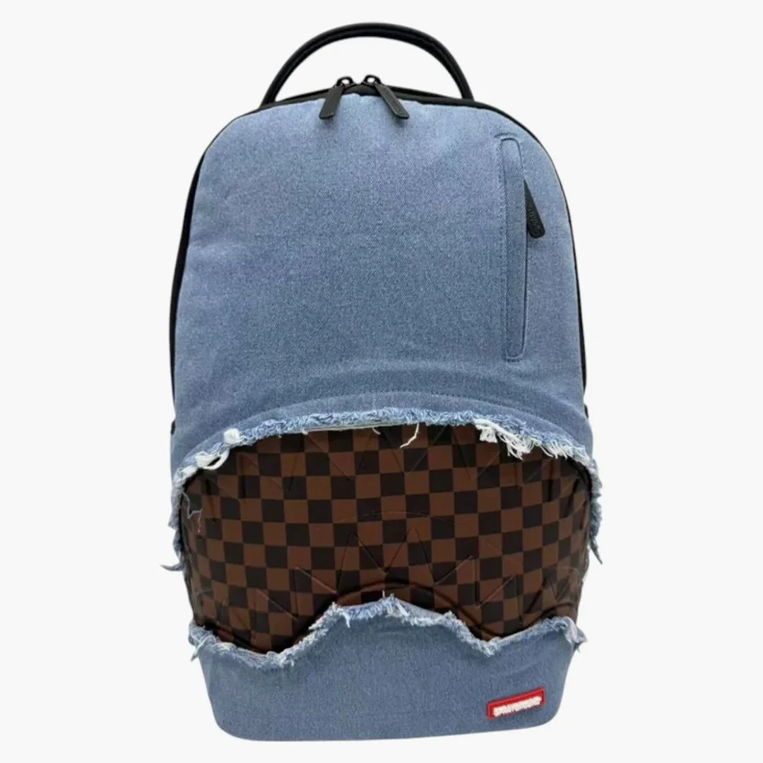Sprayground Denim Shark Bite Dlxsv Backpack Blue