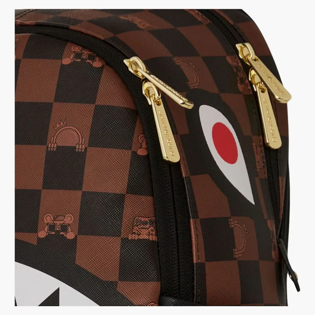 Sprayground Peeking Character Check Savage Backpack Black Brown - Image 2