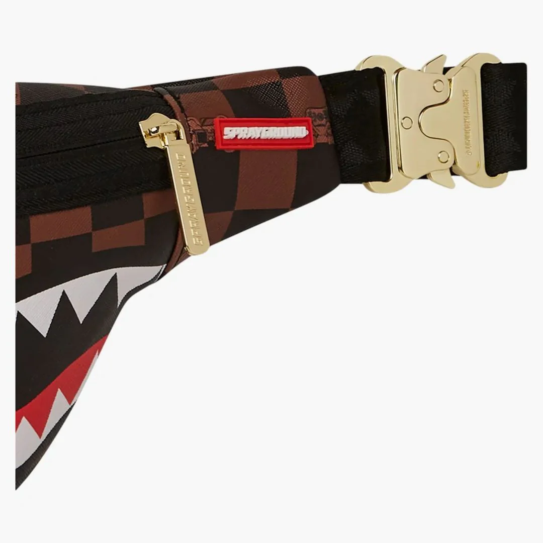 Sprayground Peeking Character Check Savage Bumbag Black Brown - Image 3