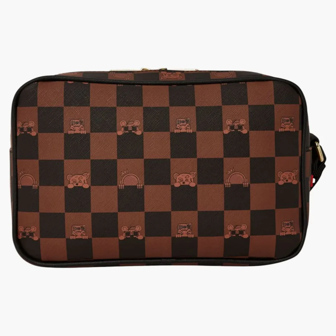 Sprayground Peeking Character Check Toiletry Toiletry Black Brown - Image 3
