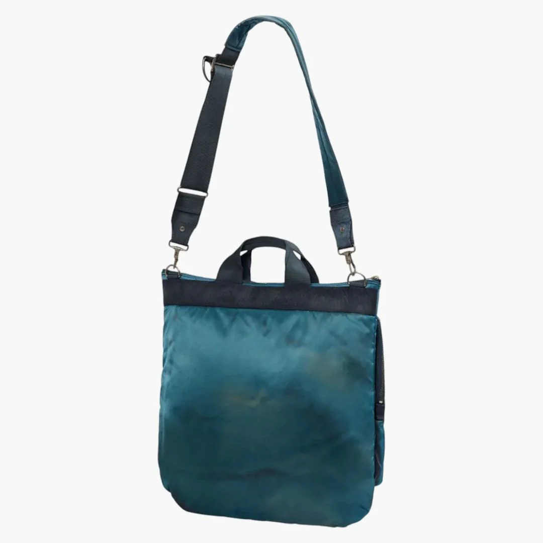 Stone Island X Porter Hand Corrosion On Nylon Twill Helmet Bag Blue - Image 2