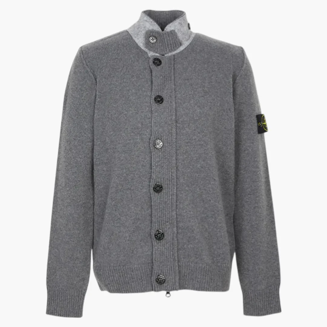 Stone Island Zip Up Cardigan Gray
