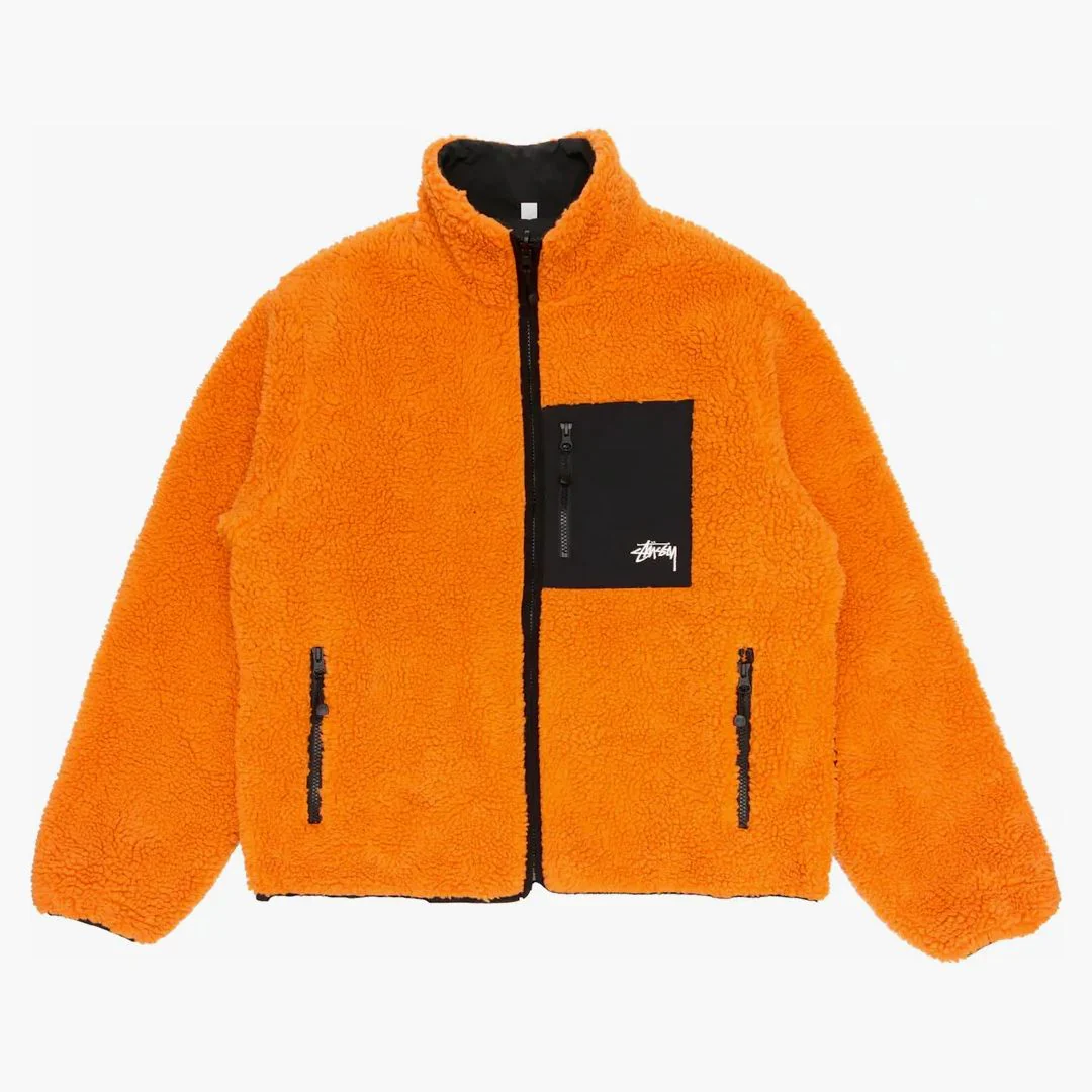 Stussy 8 Ball Sherpa Reversible Jacket Orange - Image 2