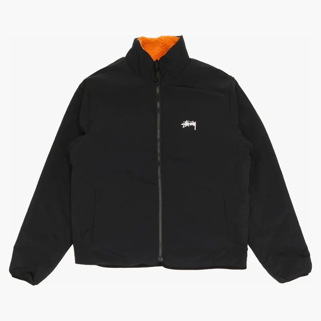 Stussy 8 Ball Sherpa Reversible Jacket Orange - Image 3