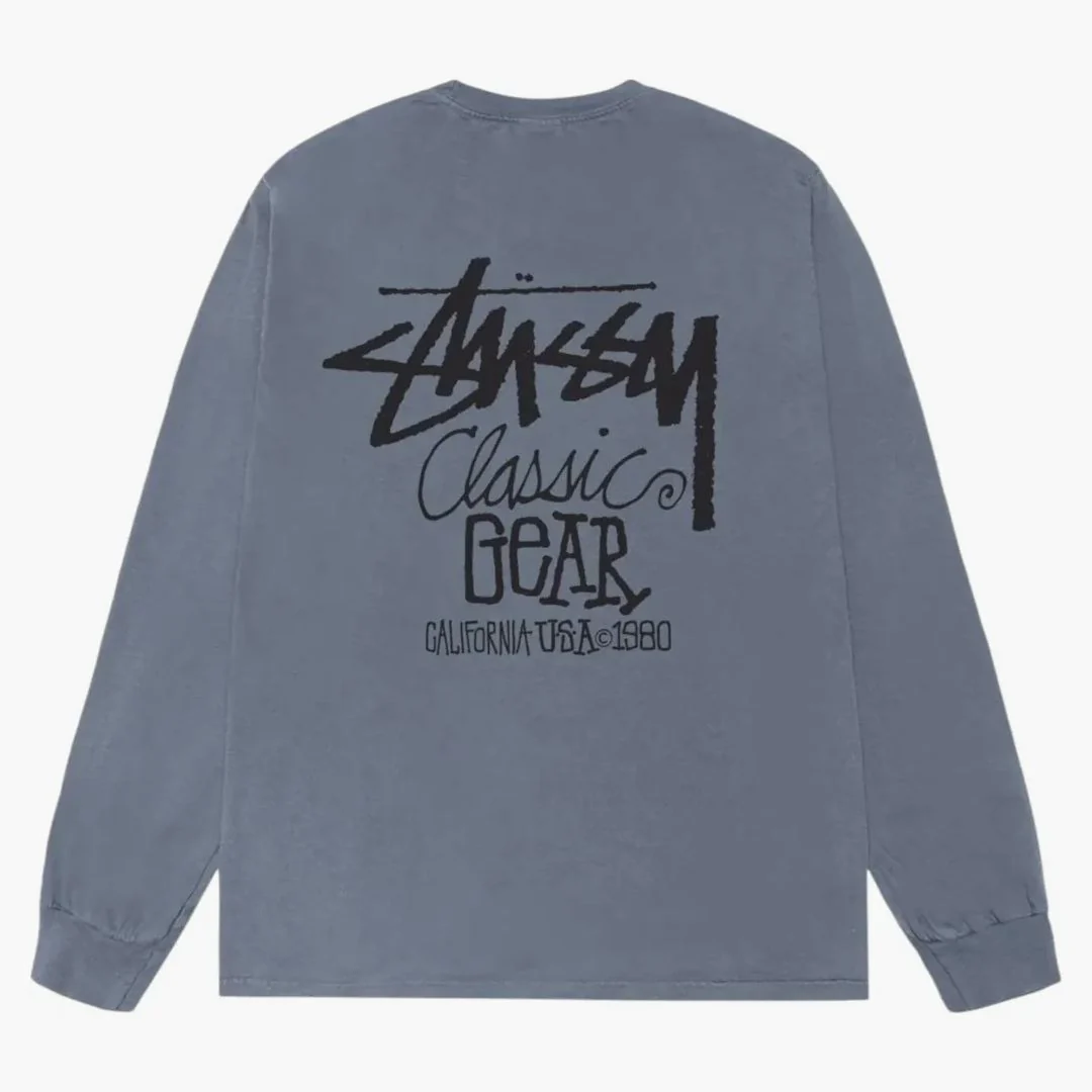 Stussy Classic Gear L/s Pigment Dyed Tee Navy - Image 2