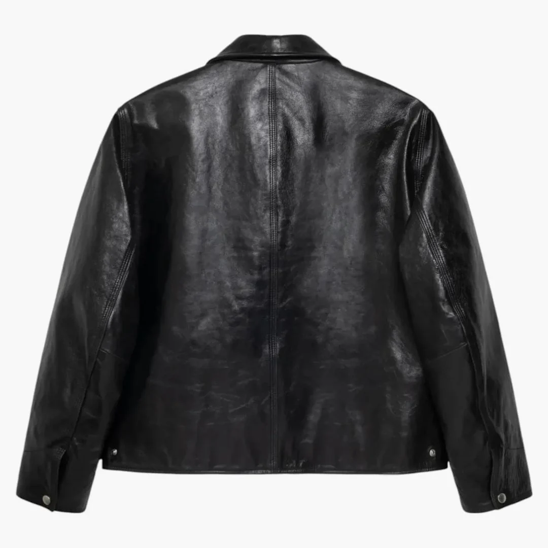 Stussy Leather Garage Jacket Black - Image 2
