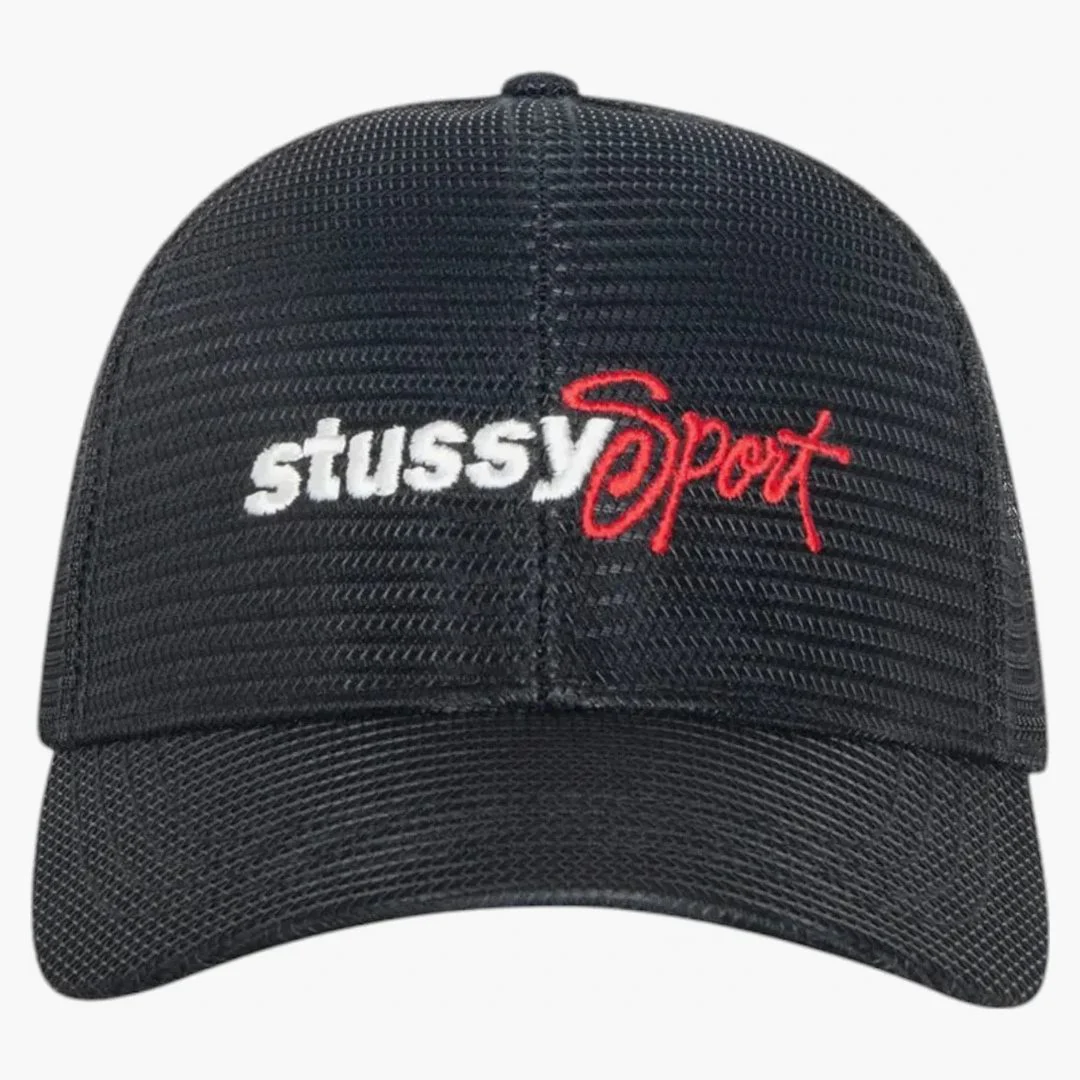 Stussy Mid-depth Sport Mesh Snapback Black - Image 2