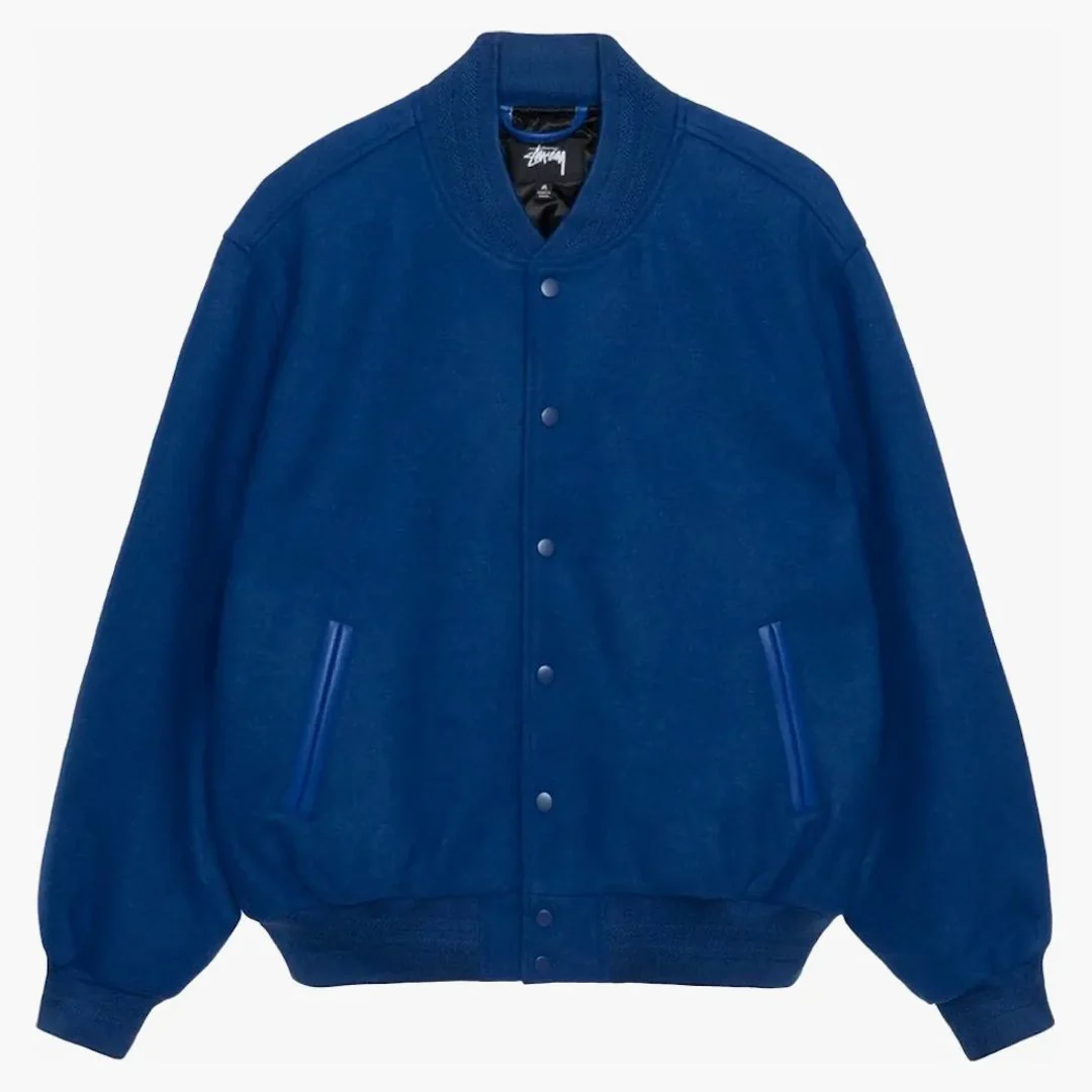 Stussy Sport Melton Varsity Jacket Royal - Image 2