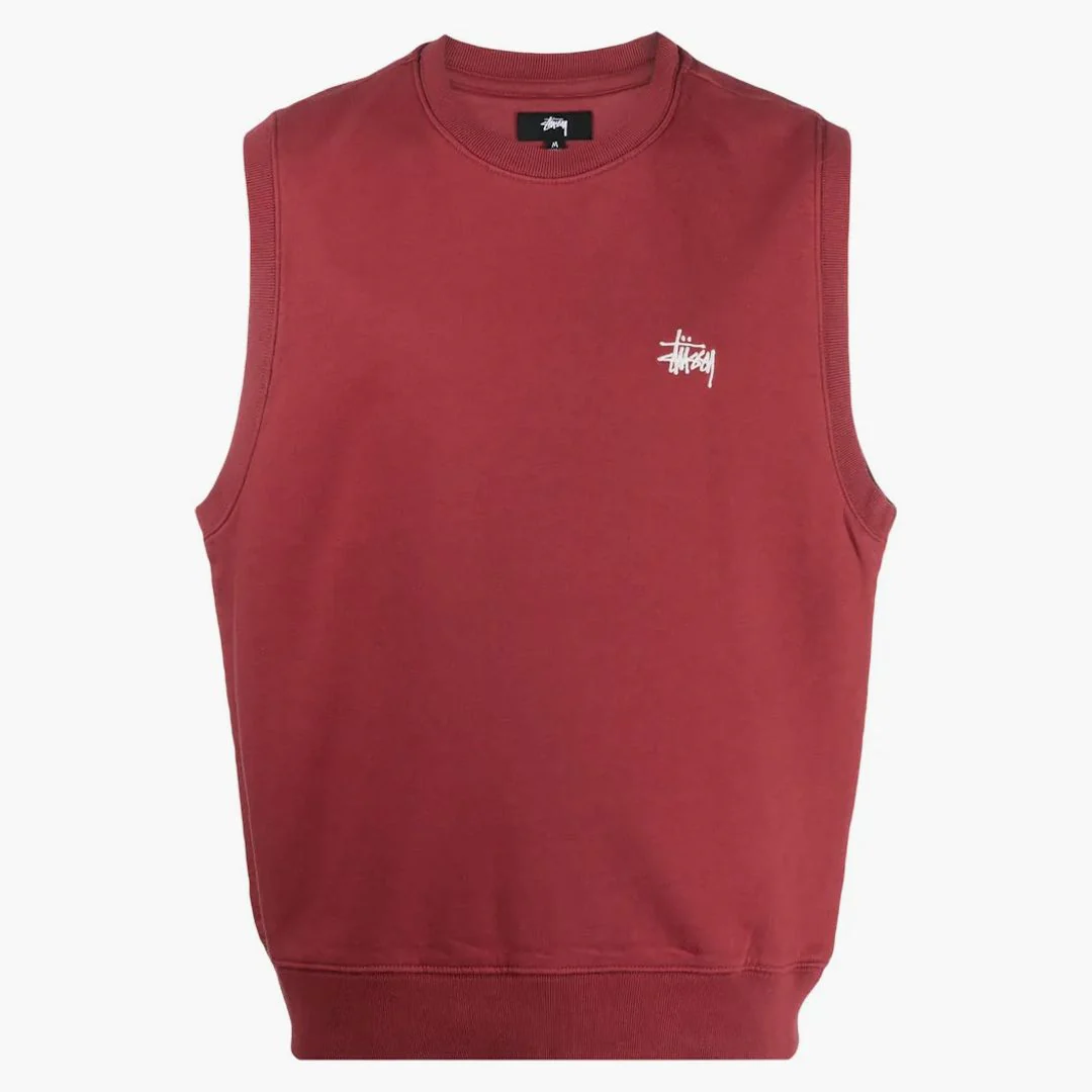 Stussy Stock Fleece Vest Washed Burgundy