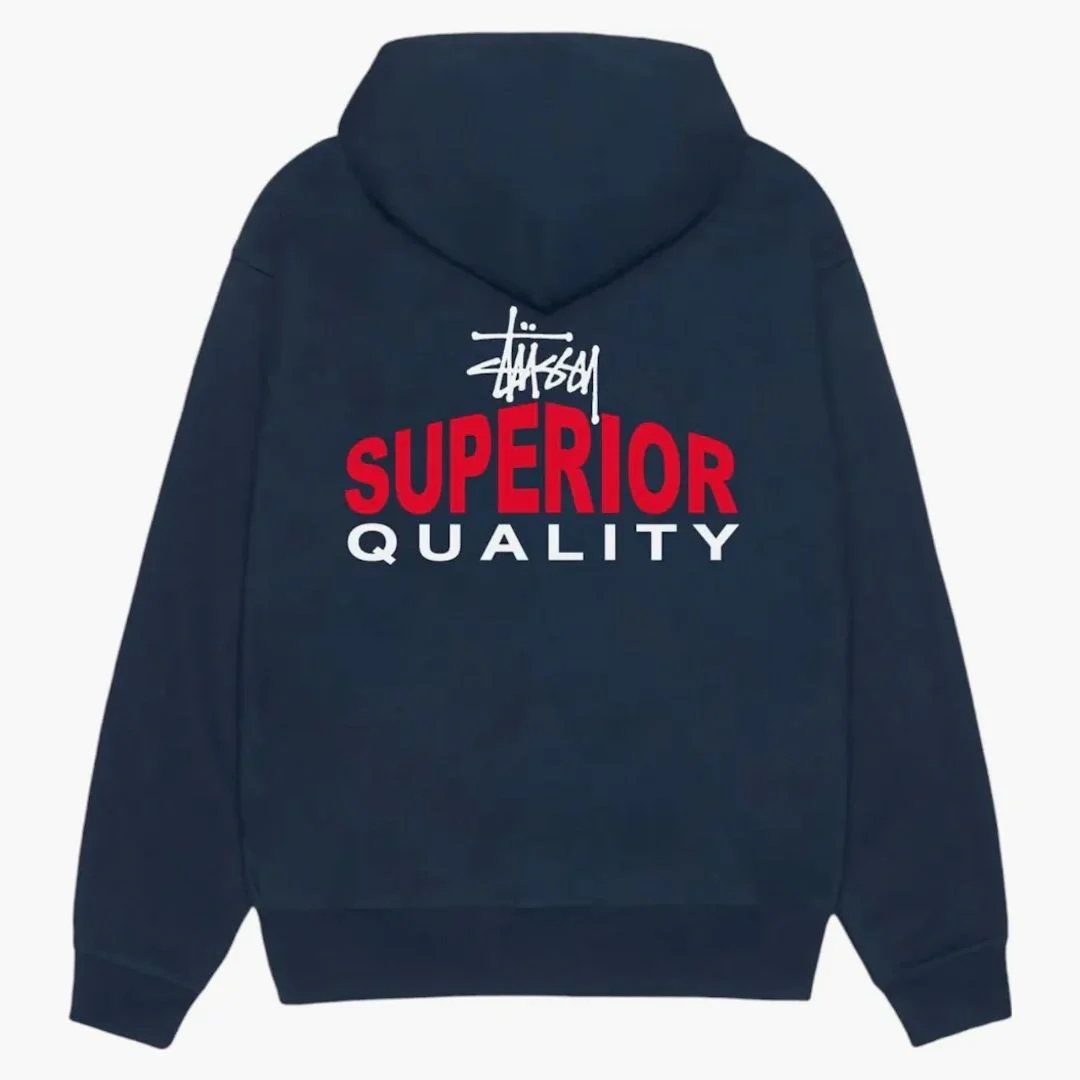 Stussy Superior Quality Zip Hoodie (ss25) Navy - Image 2