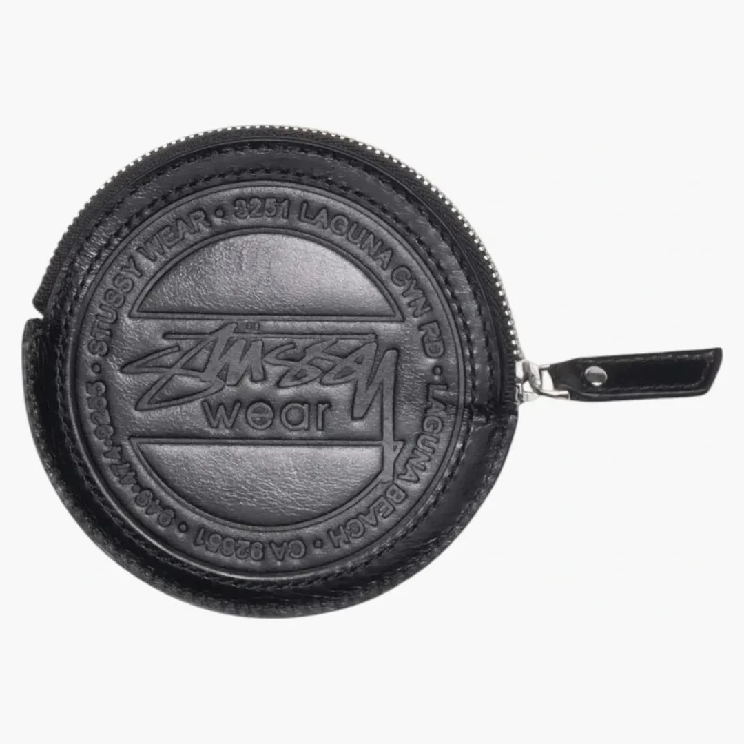 Stussy Surf Dot Leather Pouch Black